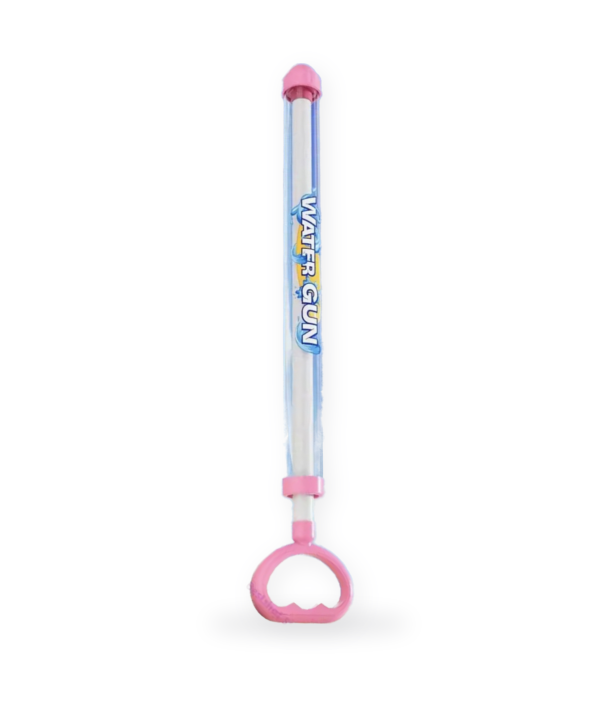 Pistolet à eau MagicSplasya rose sur fond blanc, poignée arrondie et réservoir transparent